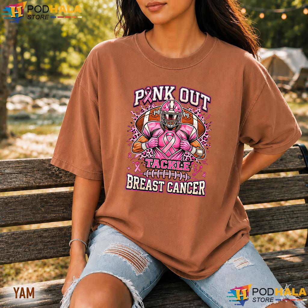 Tackle Football Pink Out Comfort Colors Tshirt Breast Cancer American Tackle Football Pink Out Comfort Colors Tshirt Breast Cancer American