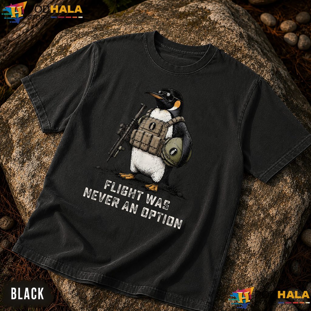 Tactical Penguin Graphic Comfort Colors T-Shirt Flight Never Option Apparel