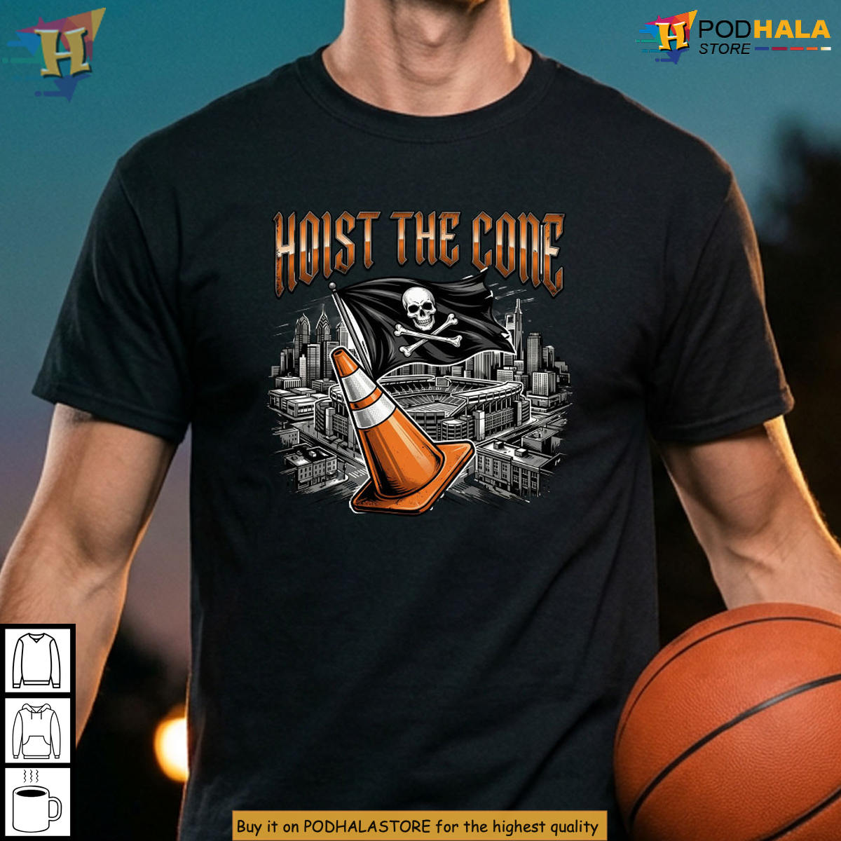 Tailgate 2026 NFL Football Hoist the Cone Sports Fan Urban Traffic Cone T-Shirt