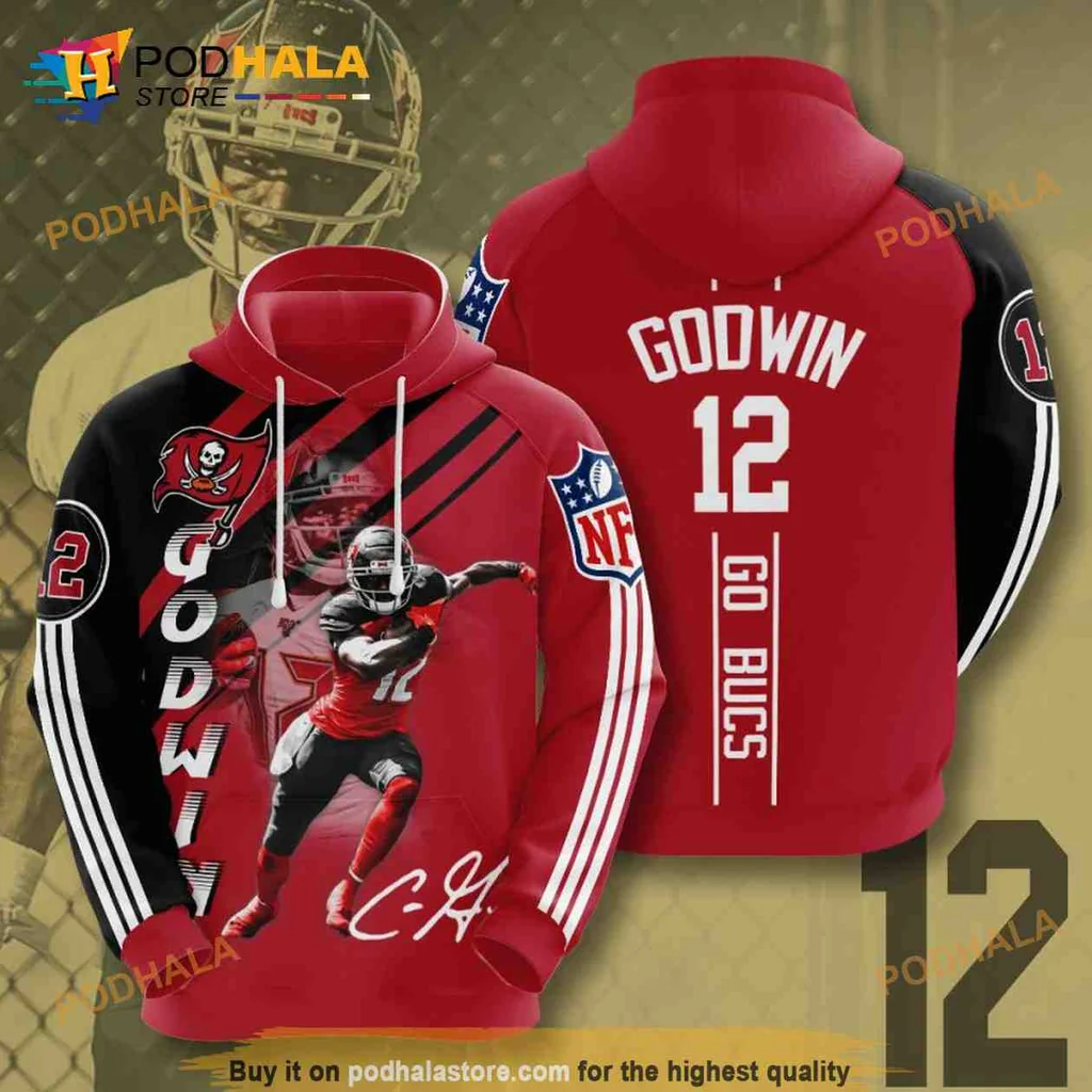 Tampa Bay Buccaneers 3d Hoodie Featuring Chris Godwin In Action
