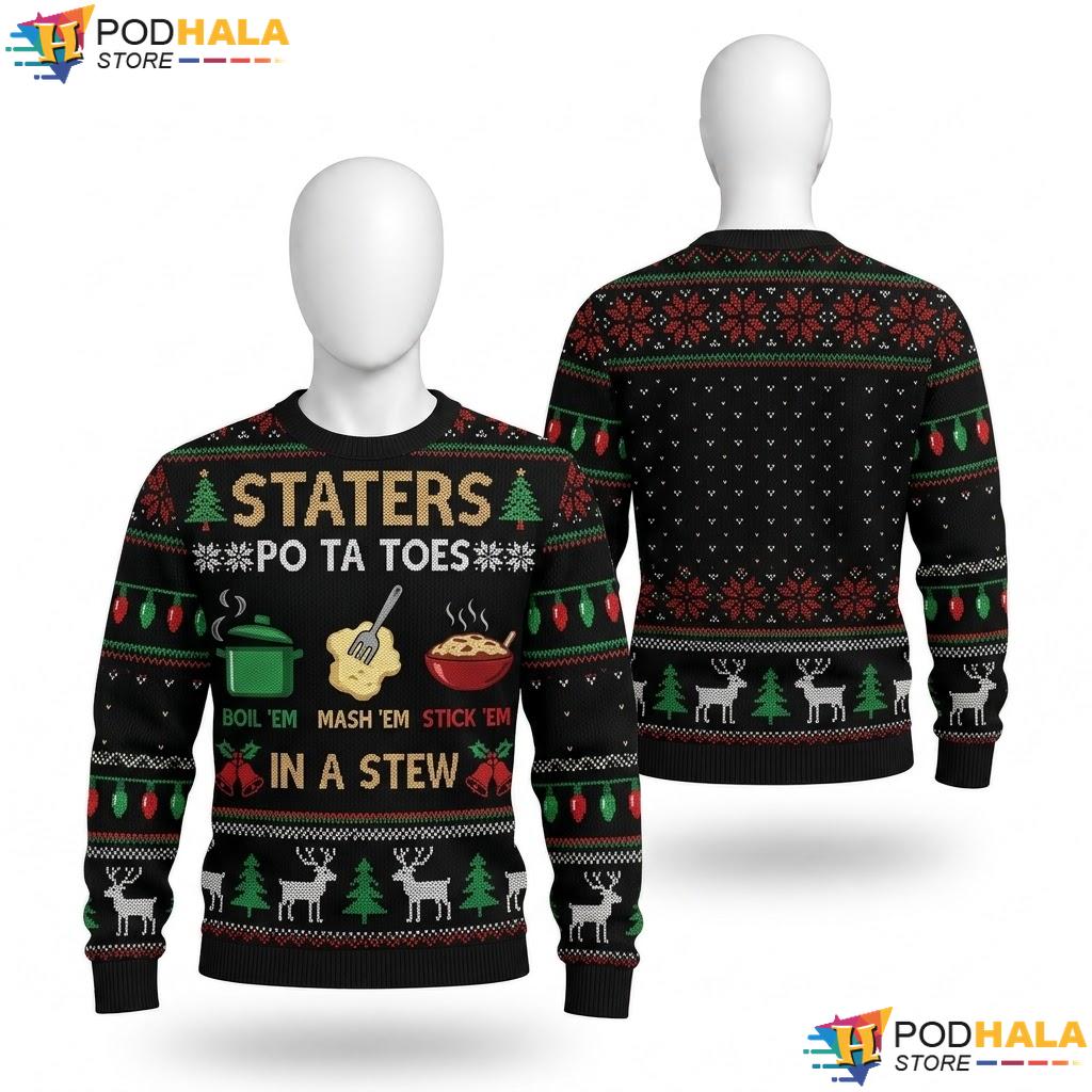 Taters Potatoes Funny Ugly Christmas Sweater Holiday Apparel Top