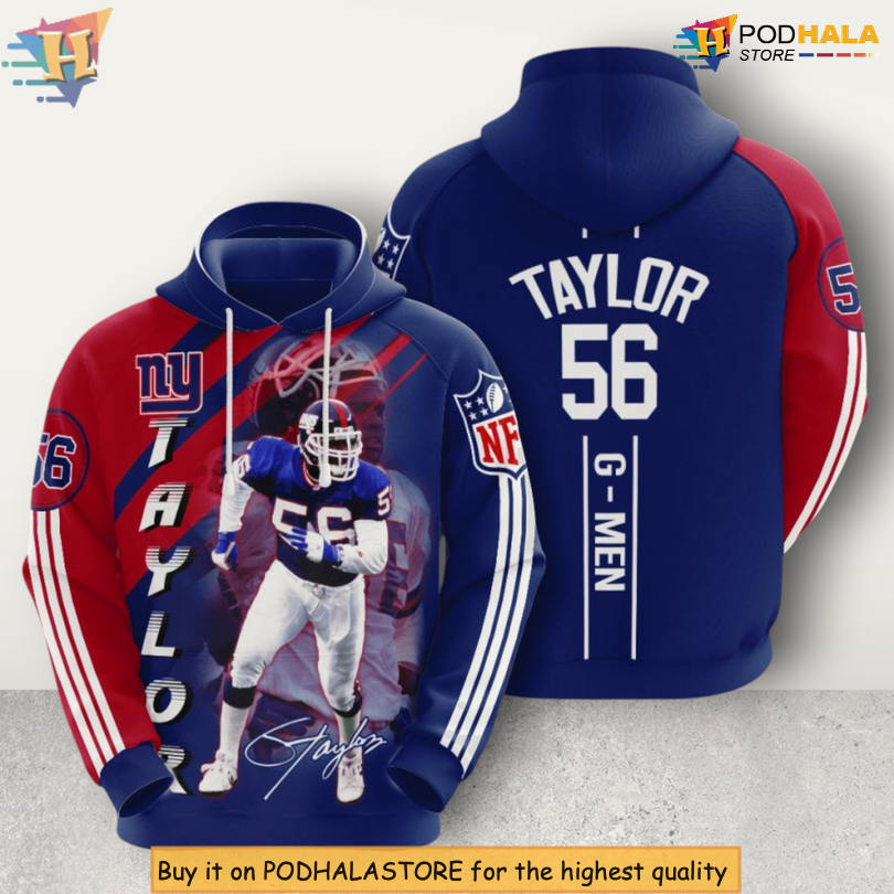 Taylor 56 Legacy Design New York Giants Zip Up Hoodie All Over Print Tribute