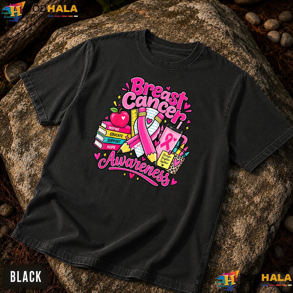 Teacher Pink Ribbon School Comfort Colors TShirt October Breast Cancer