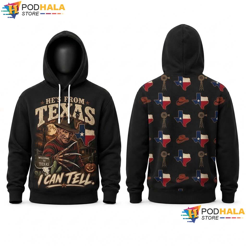 Texas Halloween All Over Print Hoodie Freddy Krueger Vintage Slasher Top