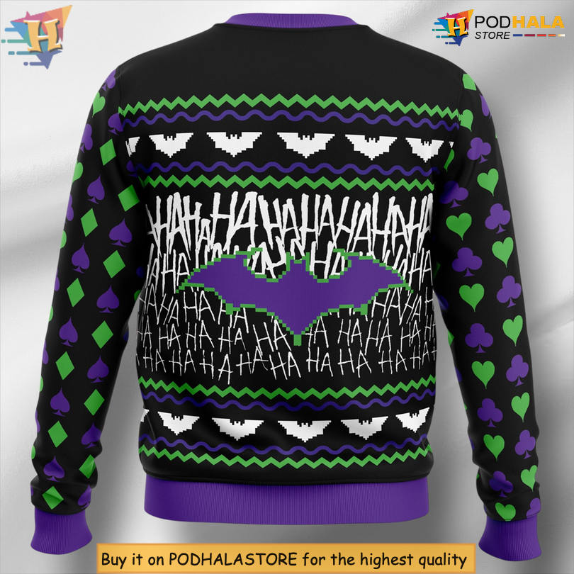The Joker DC Comic Villain Face Smile Design Festive Holiday Christmas Sweater The Joker DC Comic Villain Face Smile Design Festive Holiday Christmas Sweater