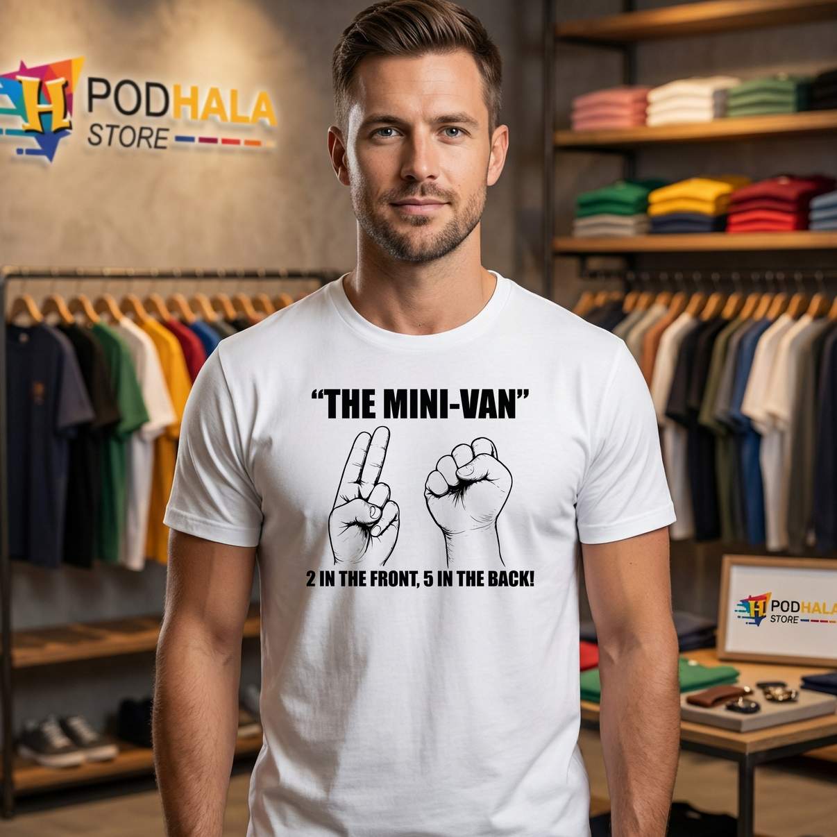 The Mini Van Funny Humor Shirt 2 In The Front 5 In The Back Graphic For Men
