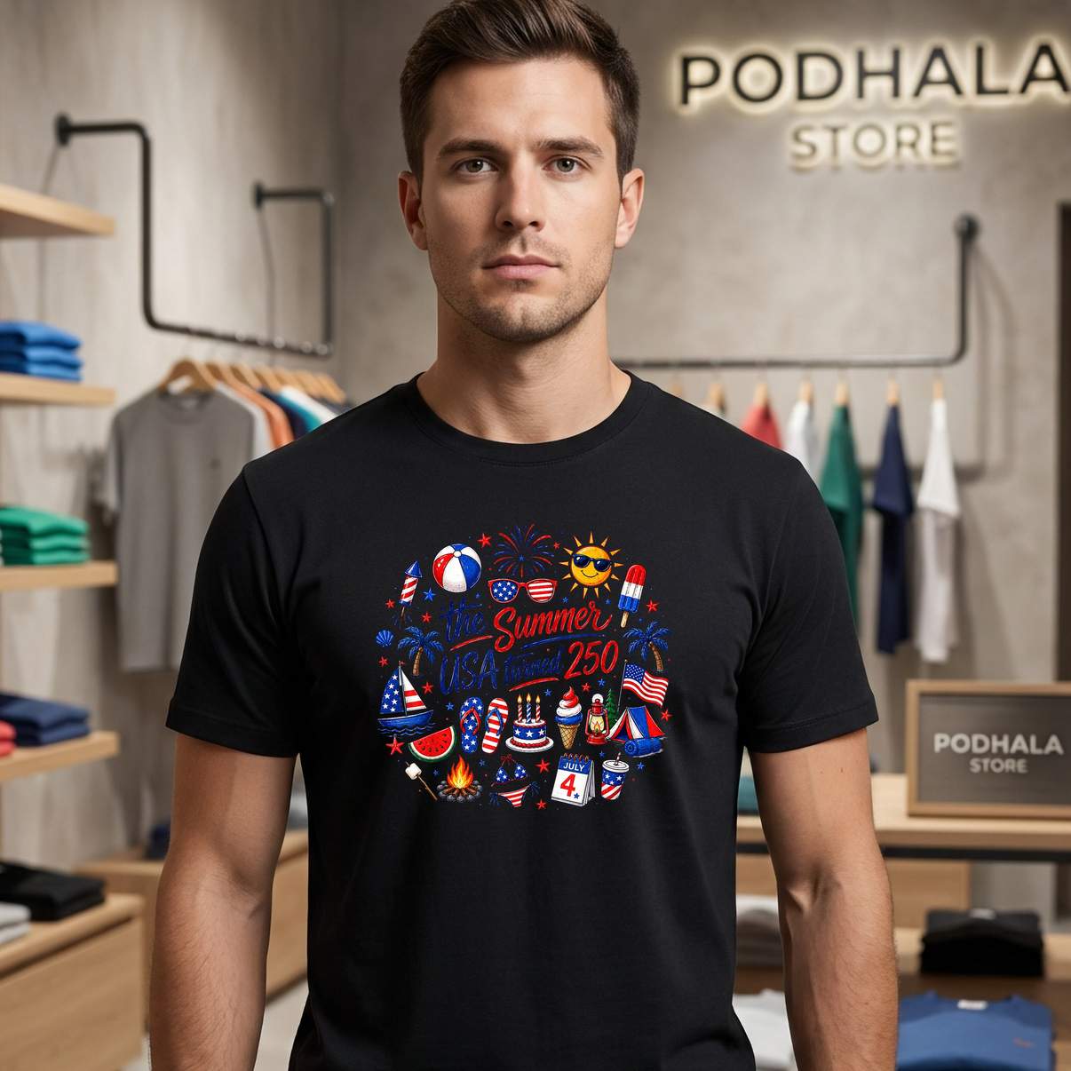 The Summer USA Turns 250 Shirt Funny 1776 2026 Fourth Of July Top