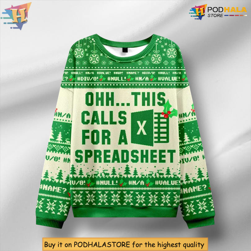 This Calls For A Spreadsheet Excel Office Humor Festive 3D Christmas Sweater