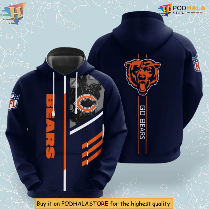Three Line Graphic Print Chicago Bears Unisex Hoodie Fan Favorite