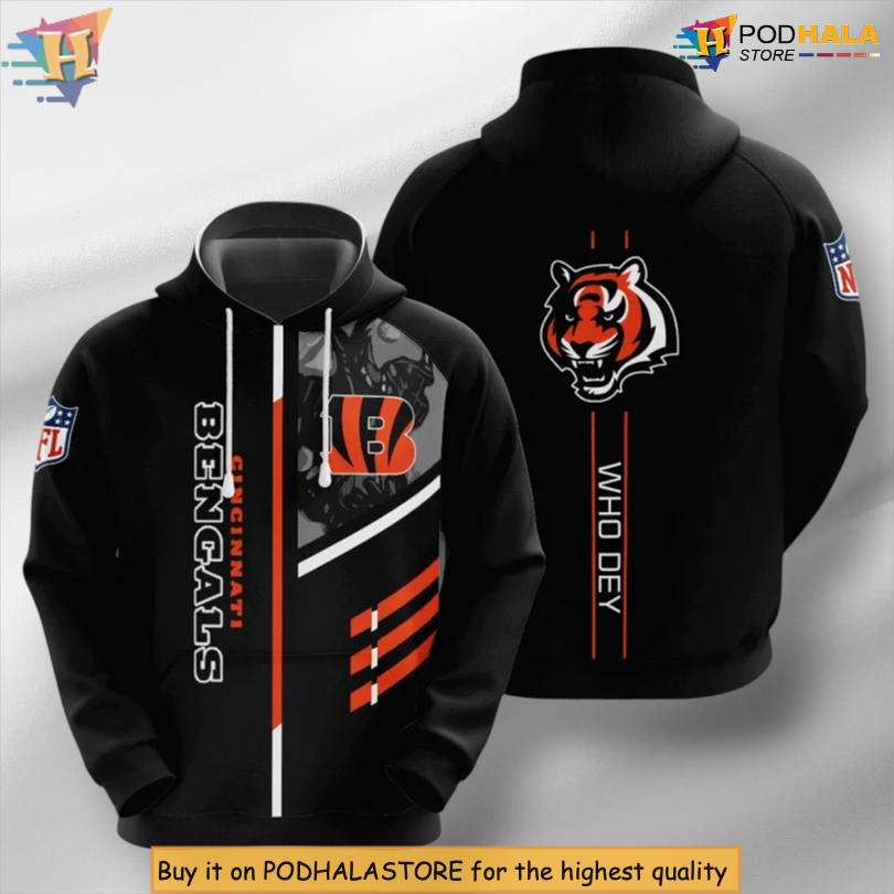 Three Lines Graphic Artwork Cincinnati Bengals Christmas Hoodie 3D Gift Edition