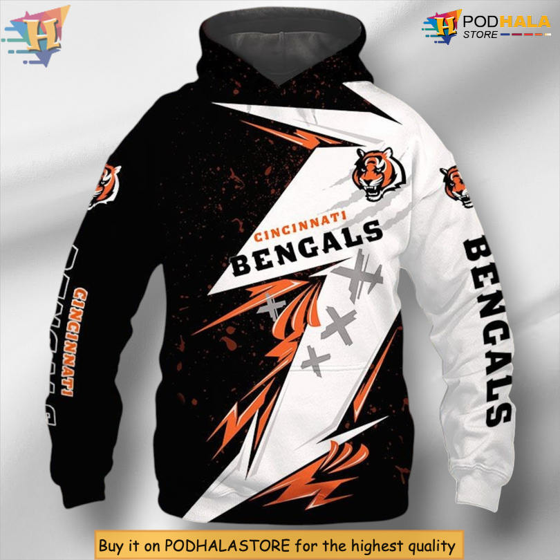 Thunder Graphic Print Cincinnati Bengals Unisex Hoodie 3D Zip Edition