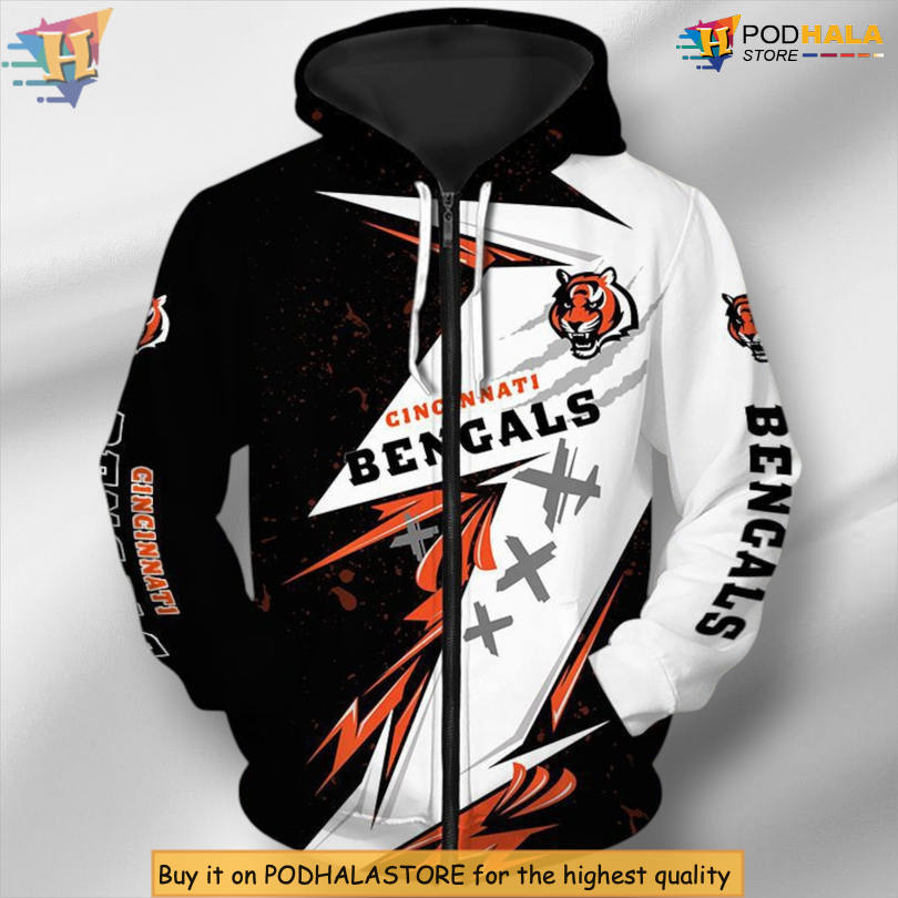 Thunder Graphic Print Cincinnati Bengals Unisex Hoodie 3D Zip Edition Thunder Graphic Print Cincinnati Bengals Unisex Hoodie 3D Zip Edition