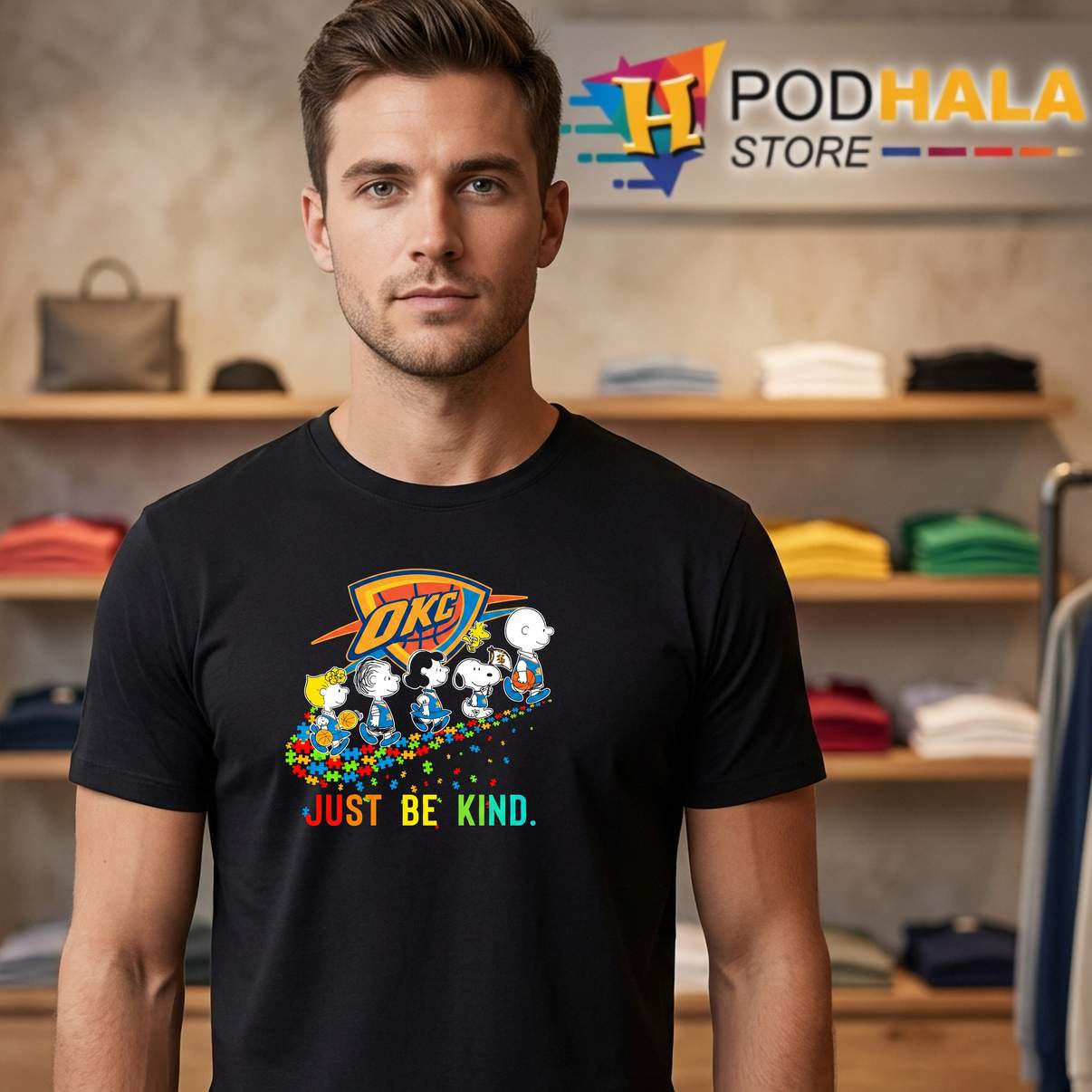 Thunder Road Just Be Kind Snoopy T-Shirt Peanuts Friends Fan Graphic Mens Thunder Road Just Be Kind Snoopy T-Shirt Peanuts Friends Fan Graphic Mens