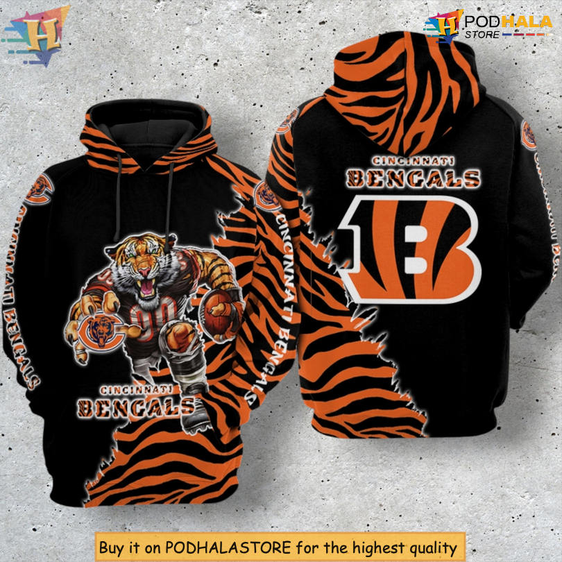 Tiger Dual Team Collaboration Cincinnati Bengals Personalized 3D Hoodie Bears Mix