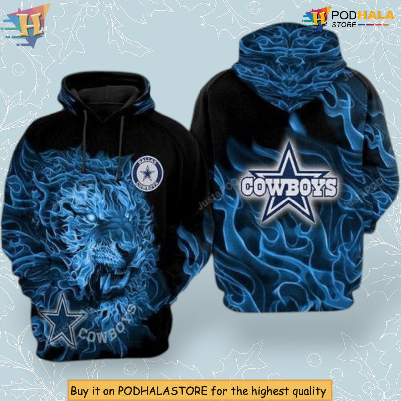Tiger Smoke Blue Flame Dallas Cowboys Football Hoodie 3D Zip Up Style
