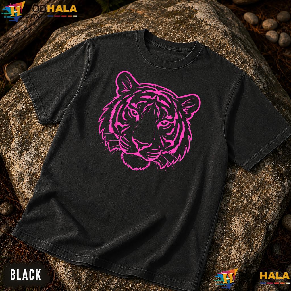Tiger Wildlife Animal Pink Comfort Colors TShirt Breast Cancer Ribbon
