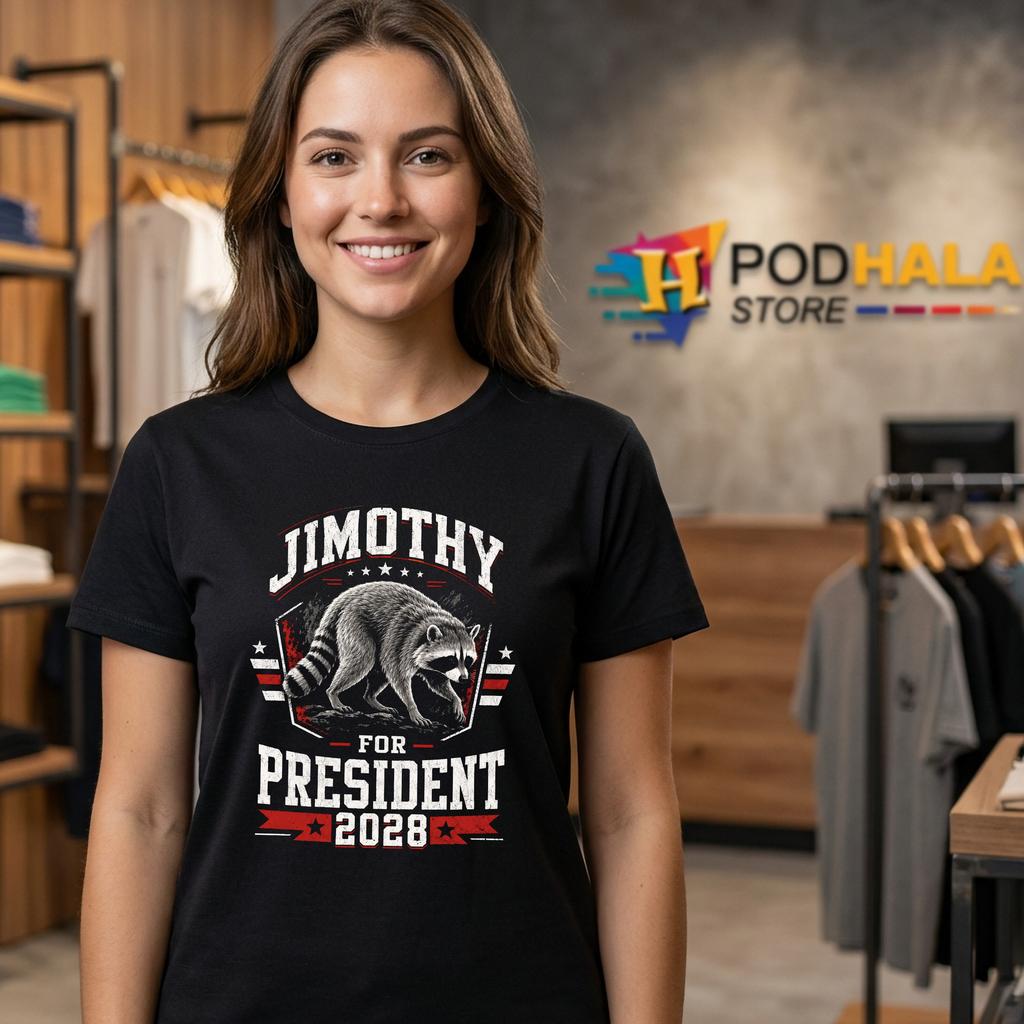 Timothy Jimothy 2028 T-Shirt Viral Raccoon For President Funny Meme Graphic