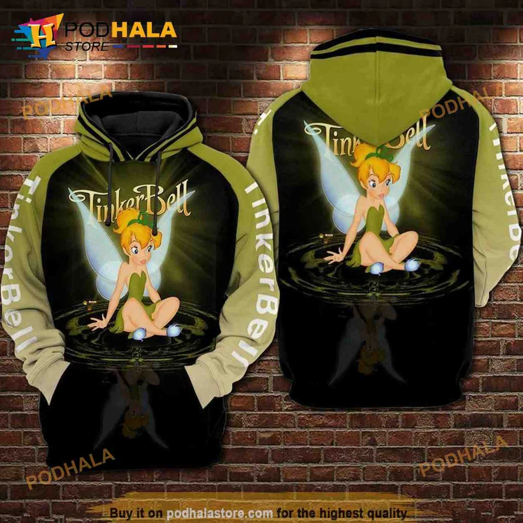 Tinker Bell Water Reflection 3d Hoodie Featuring Magical Lily Pad Design