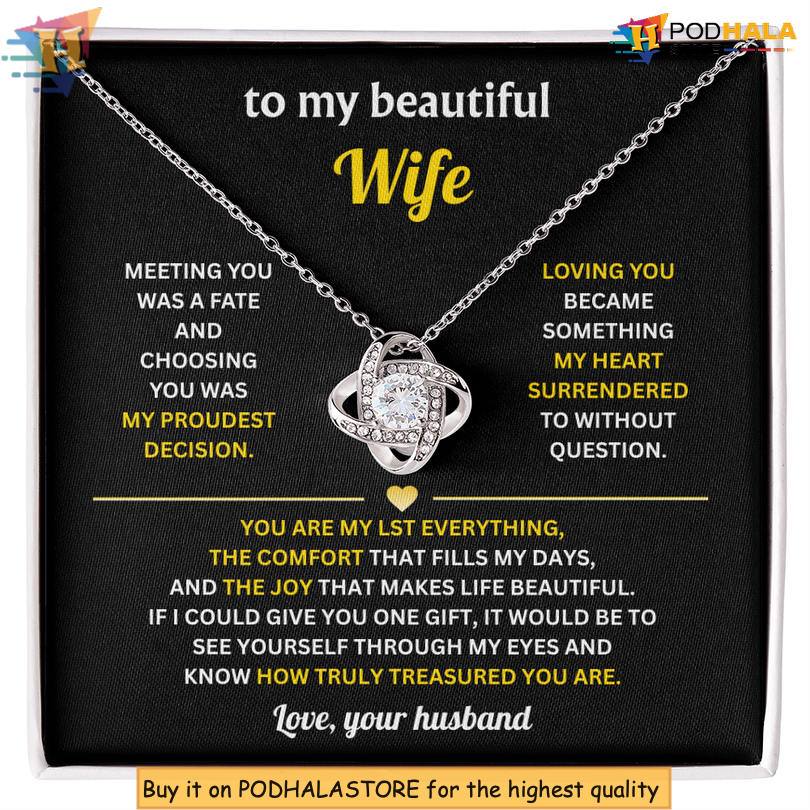 To My Beautiful Wife Cherished Gift Necklace Valentines Card Messages My Proudest Decision - View 1 To My Beautiful Wife Cherished Gift Necklace Valentines Card Messages My Proudest Decision - View 1