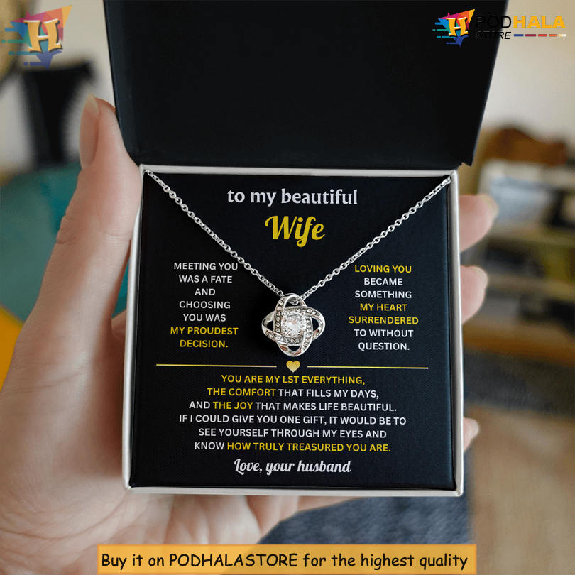 To My Beautiful Wife Cherished Gift Necklace Valentines Card Messages My Proudest Decision - View 2 To My Beautiful Wife Cherished Gift Necklace Valentines Card Messages My Proudest Decision - View 2