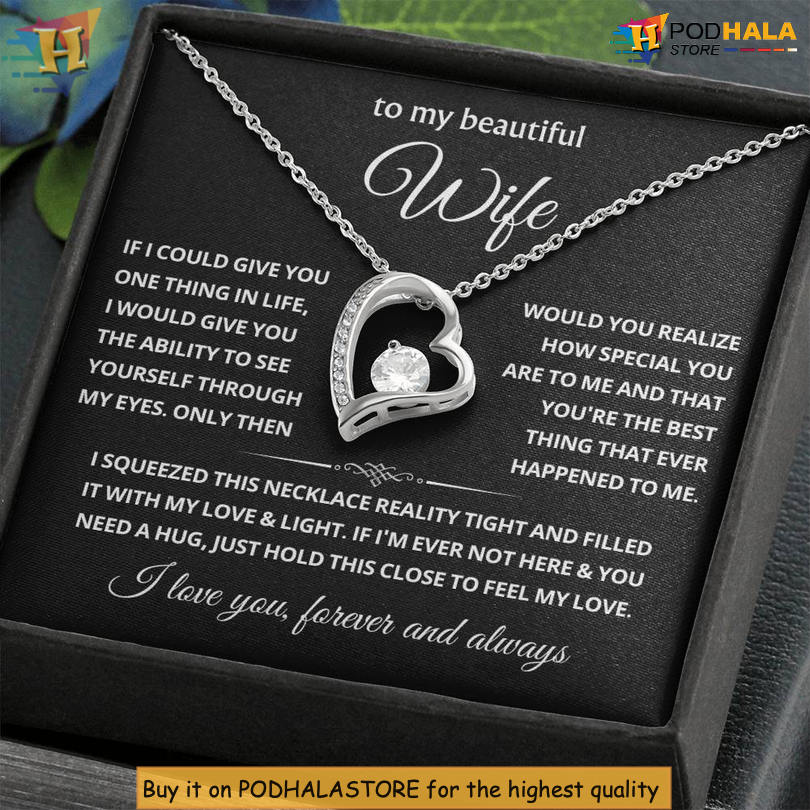 To My Beautiful Wife Cherished Love Necklace Valentine Card Message Through My Eyes