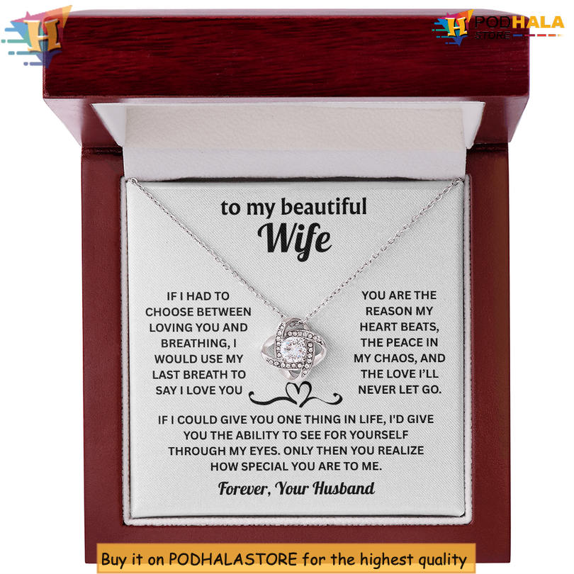 To My Wife Meaningful Love Necklace Valentine Card Messages My Last Breath I Love You - View 2 To My Wife Meaningful Love Necklace Valentine Card Messages My Last Breath I Love You - View 2