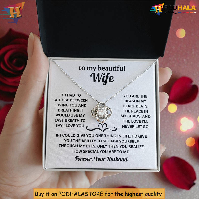 To My Wife Necklace Valentine's Day Necklace Hand In Hand Till The End - View 1 To My Wife Necklace Valentine's Day Necklace Hand In Hand Till The End - View 1