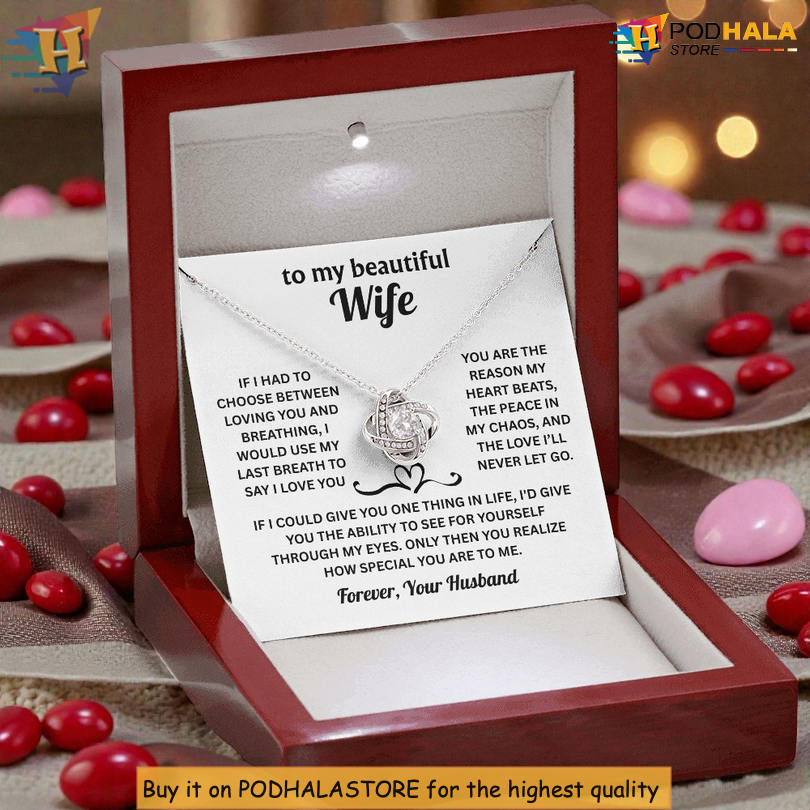 To My Wife Necklace Valentine's Day Necklace Hand In Hand Till The End - View 2 To My Wife Necklace Valentine's Day Necklace Hand In Hand Till The End - View 2