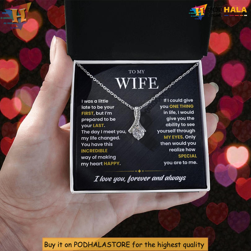 To My Wife Necklace Valentines Day Card Messages Last Breath I Love You - View 1 To My Wife Necklace Valentines Day Card Messages Last Breath I Love You - View 1