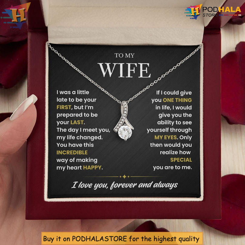 To My Wife Necklace Valentines Day Card Messages Last Breath I Love You - View 2 To My Wife Necklace Valentines Day Card Messages Last Breath I Love You - View 2