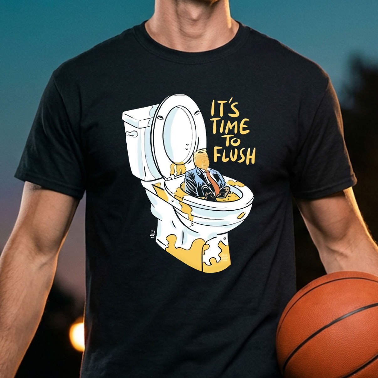 Toilet Trump Its Time To Flush Shirt Funny Political Campaign Graphic Mens