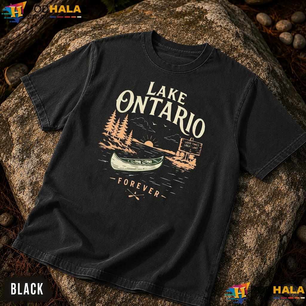 Tranquil Graphic Lake Ontario Comfort Colors T-Shirt Vintage Serene Tee