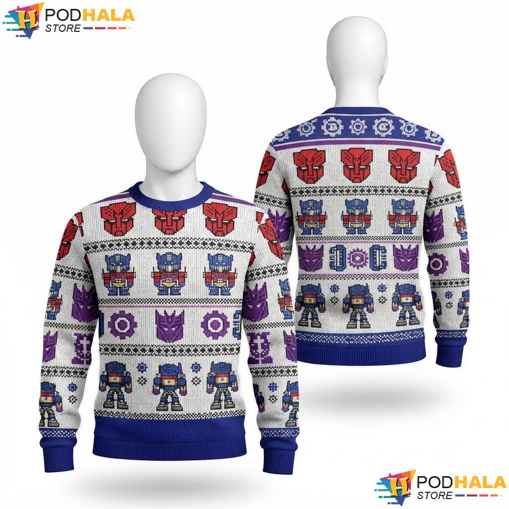 Transformers Optimus Prime Ugly Christmas Sweater Nostalgic Xmas Outfit