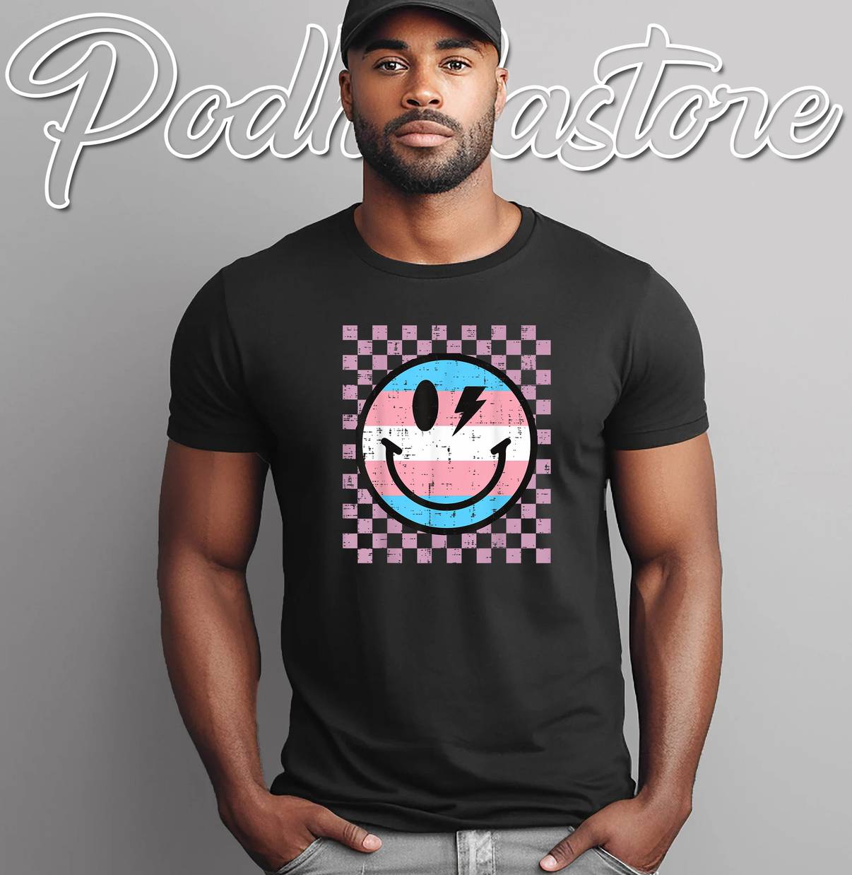 Transgender Smile Face Pride Shirt Trans Flag LGBTQ Groovy For Mens