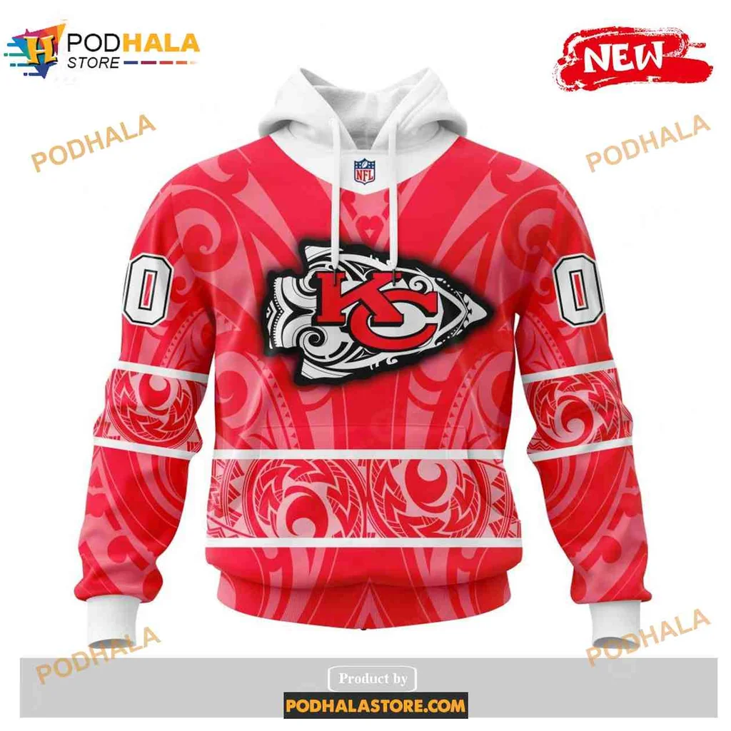 Tribal Kansas City Chiefs 3d Hoodie With Samoan Cultural Patterns
