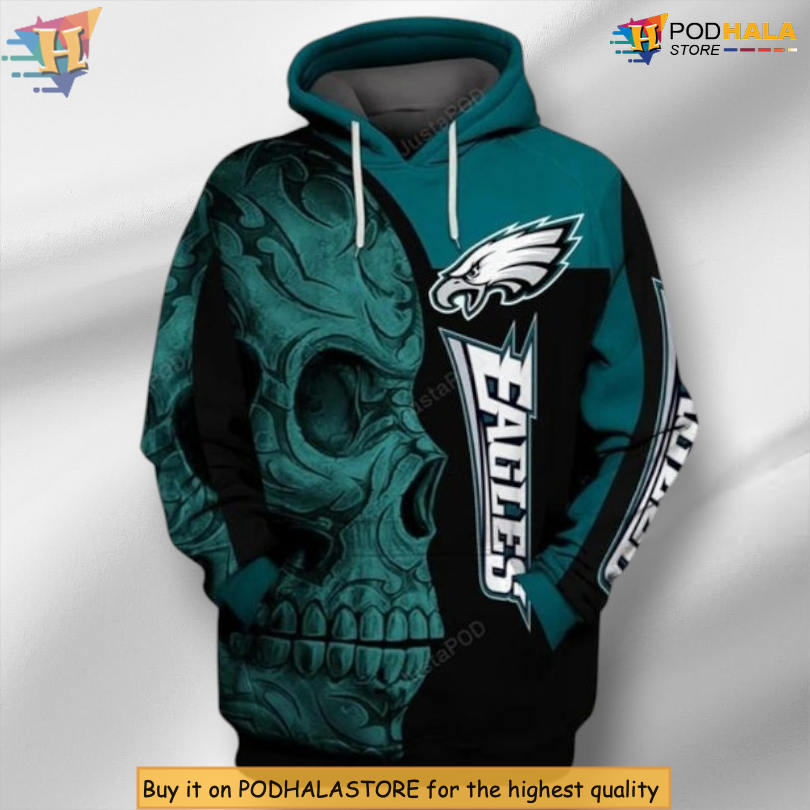 Tribal Skull Pattern NFL Philadelphia Eagles 3D Hoodie for Men and Women