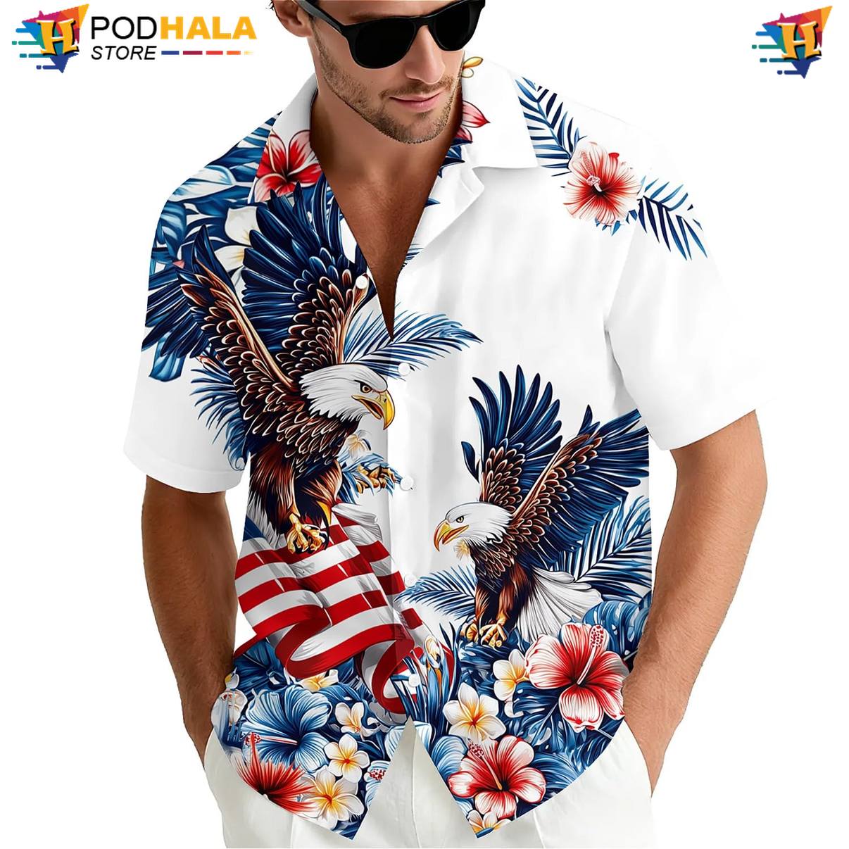 Tropical American Eagle Tropical Shirt Mens Cruise Apparel Holiday Camp Outfit Tropical American Eagle Tropical Shirt Mens Cruise Apparel Holiday Camp Outfit