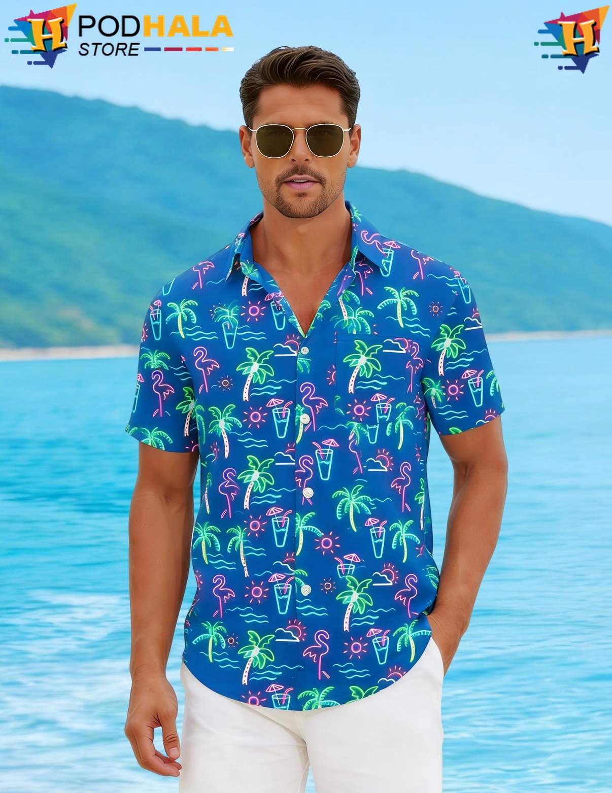 Tropical Blue Hawaiian Shirt Mens Short Sleeve Casual Summer Beach Outfits