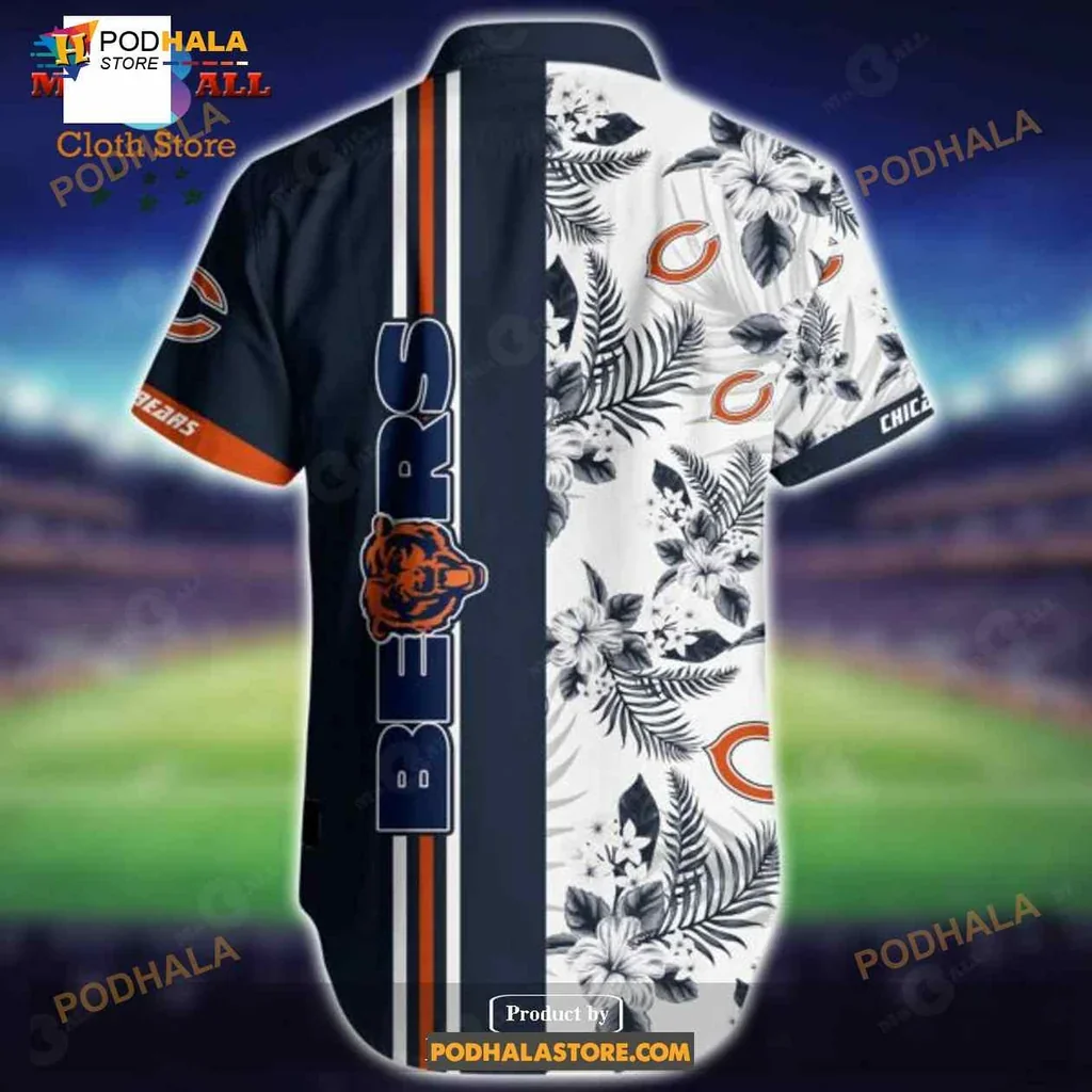 Tropical Chicago Bears Hawaiian Shirt With Bold Bear Graphic Design