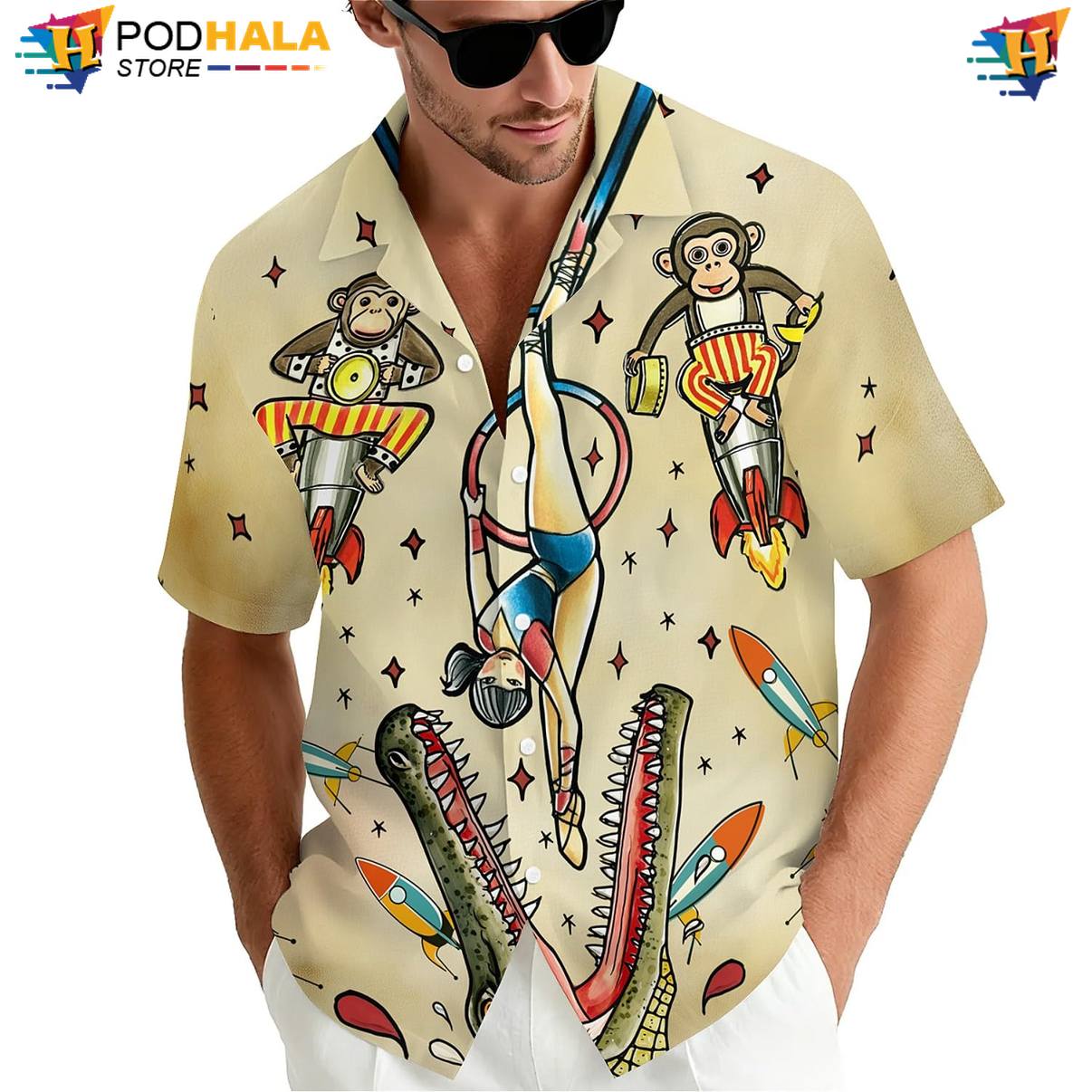 Tropical Crocodile Tropical Shirt Mens Graphic Beach Festival Camp Apparel Top Tropical Crocodile Tropical Shirt Mens Graphic Beach Festival Camp Apparel Top