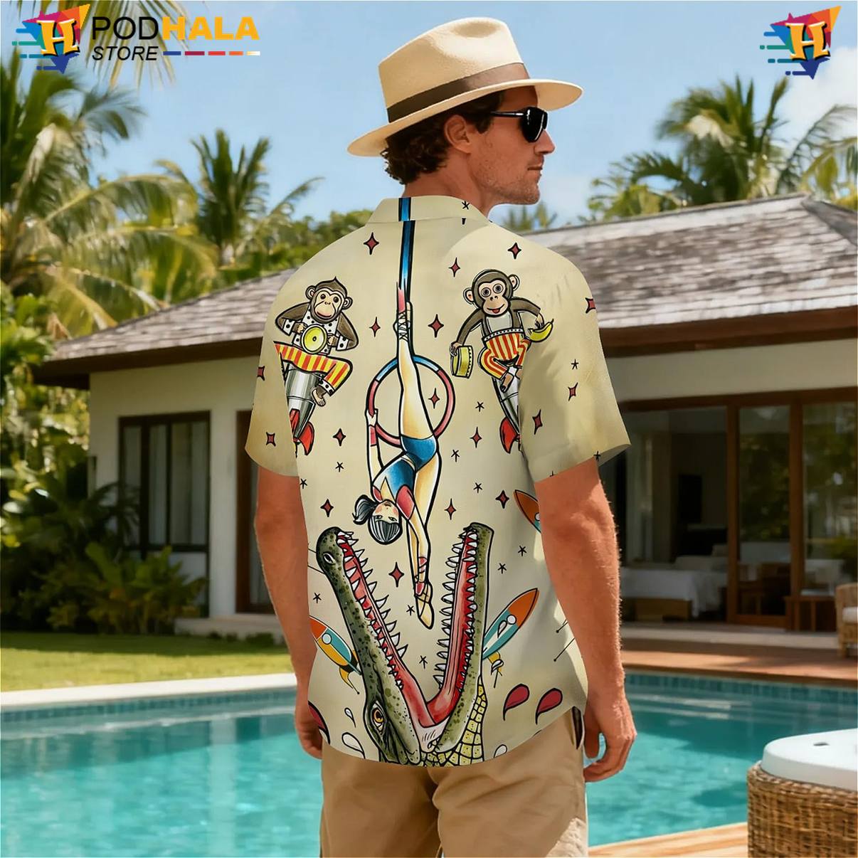 Tropical Crocodile Tropical Shirt Mens Graphic Beach Festival Camp Apparel Top Tropical Crocodile Tropical Shirt Mens Graphic Beach Festival Camp Apparel Top