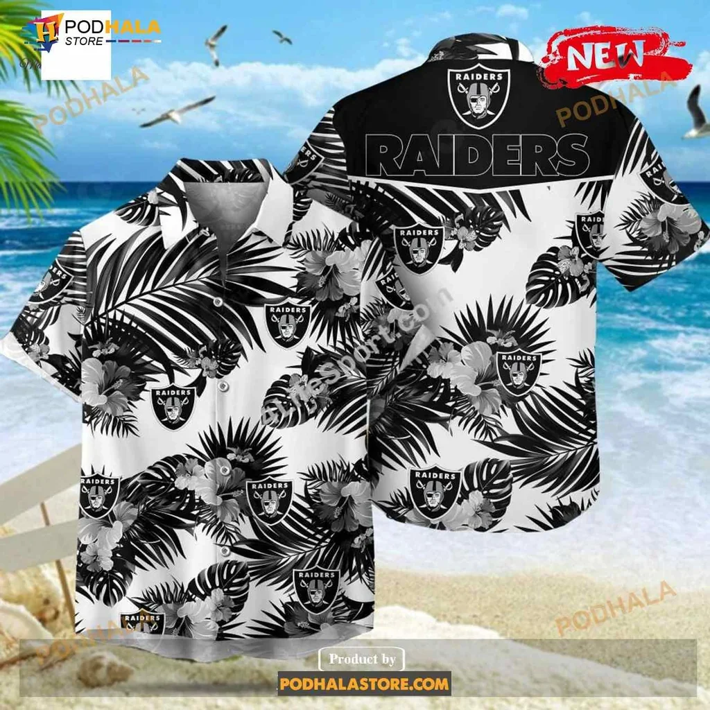 Tropical Las Vegas Raiders Hawaiian Shirt With Bold Palm Leaves Design