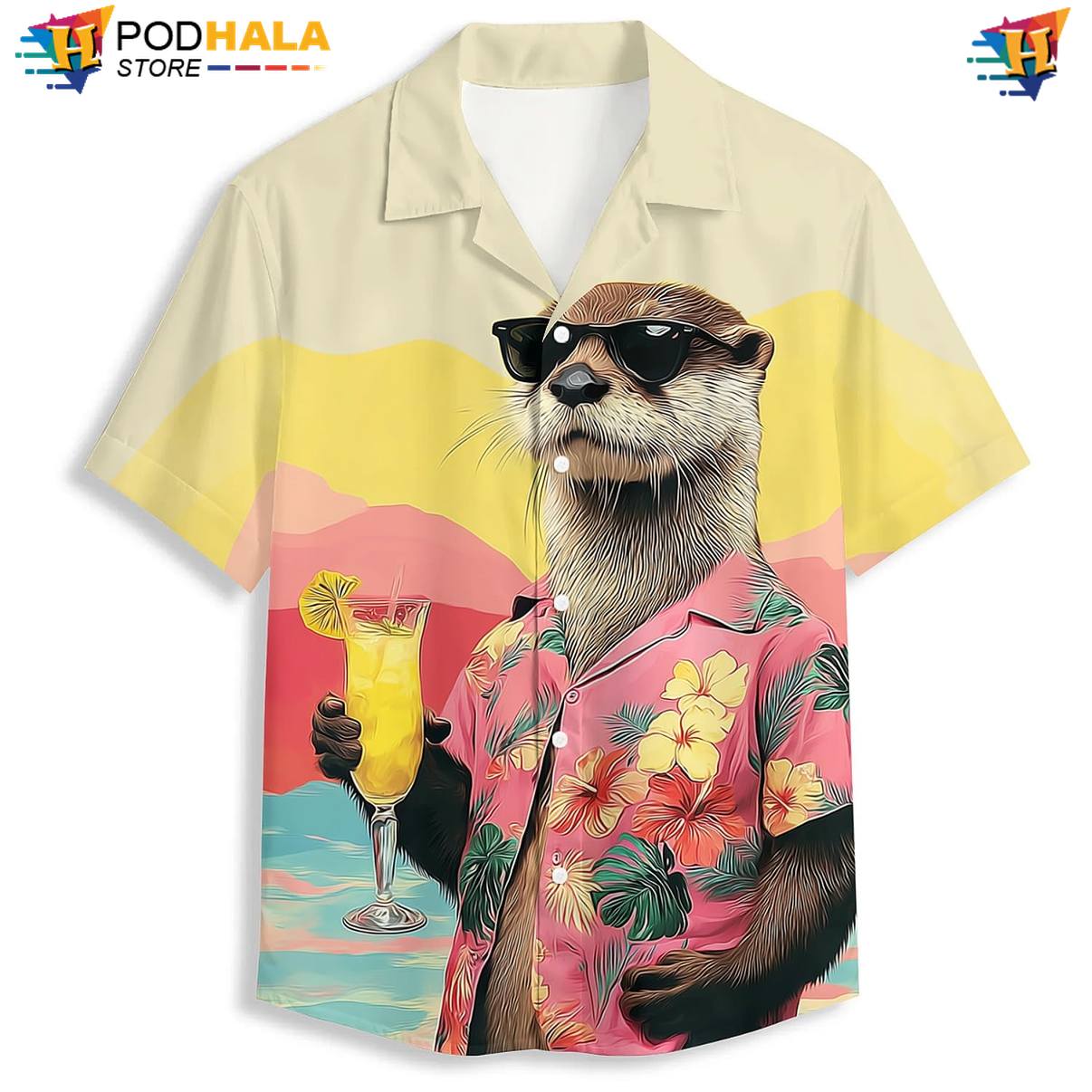 Tropical Otter Aloha Shirt Mens Novelty Weekend Holiday Cruise Apparel Gear