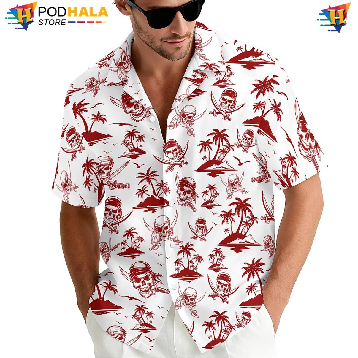 Tropical Pirate Skull Tropical Shirt Mens Luau Party Beach Festival Apparel Tropical Pirate Skull Tropical Shirt Mens Luau Party Beach Festival Apparel