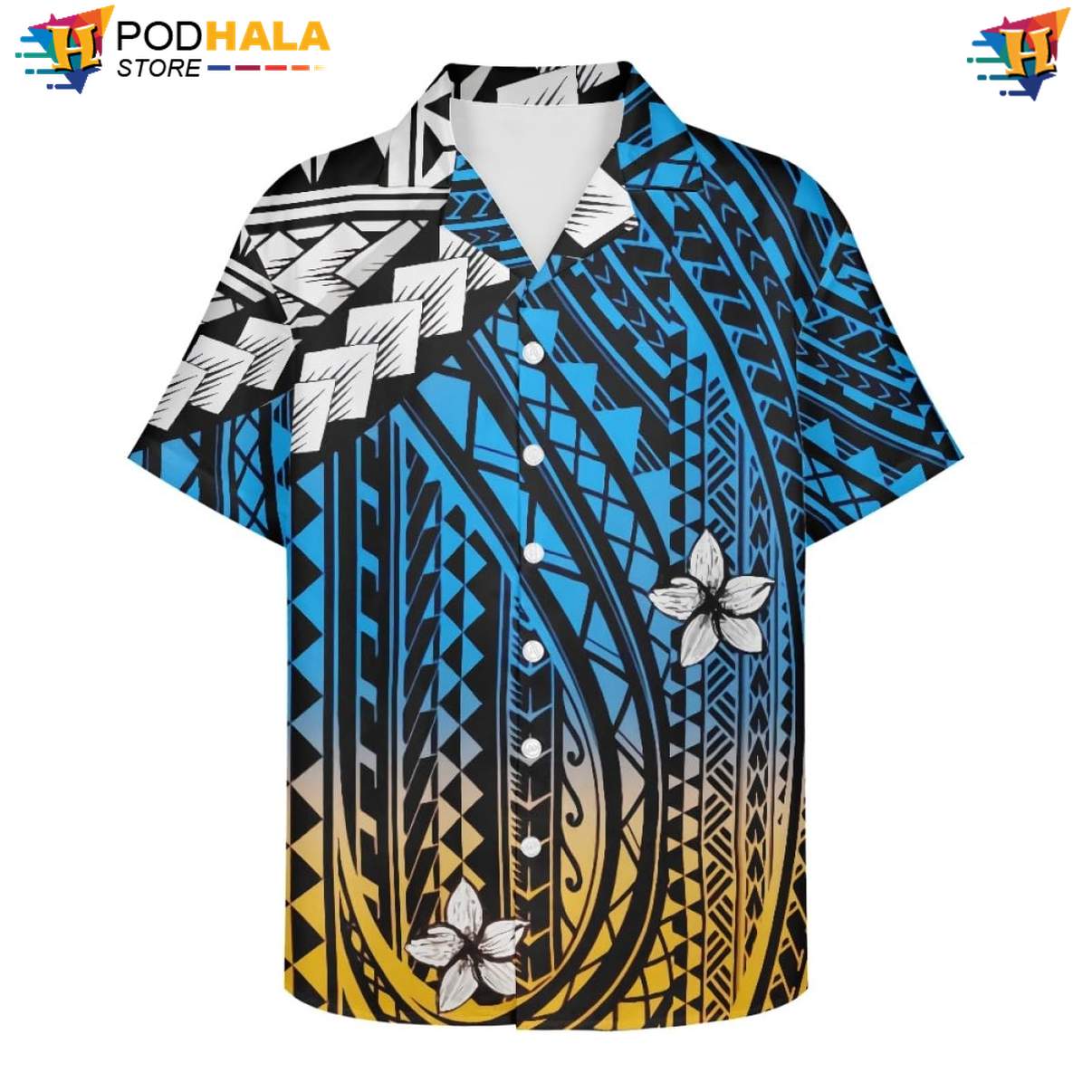 Tropical Plumeria Hawaiian Shirt Mens Samoa Traditional Beach Apparel