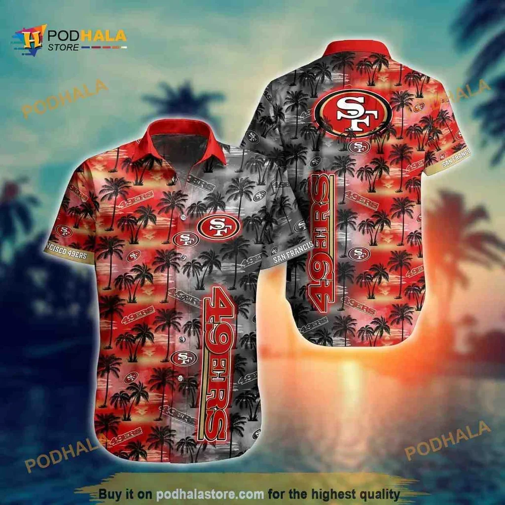 Tropical San Francisco 49ers Aloha Shirt With Vibrant Sunset Design