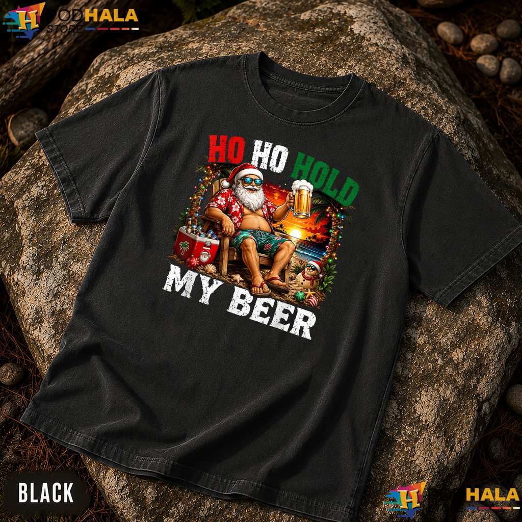 Tropical Santa Hold My Beer Comfort Colors T-Shirt Christmas July Apparel