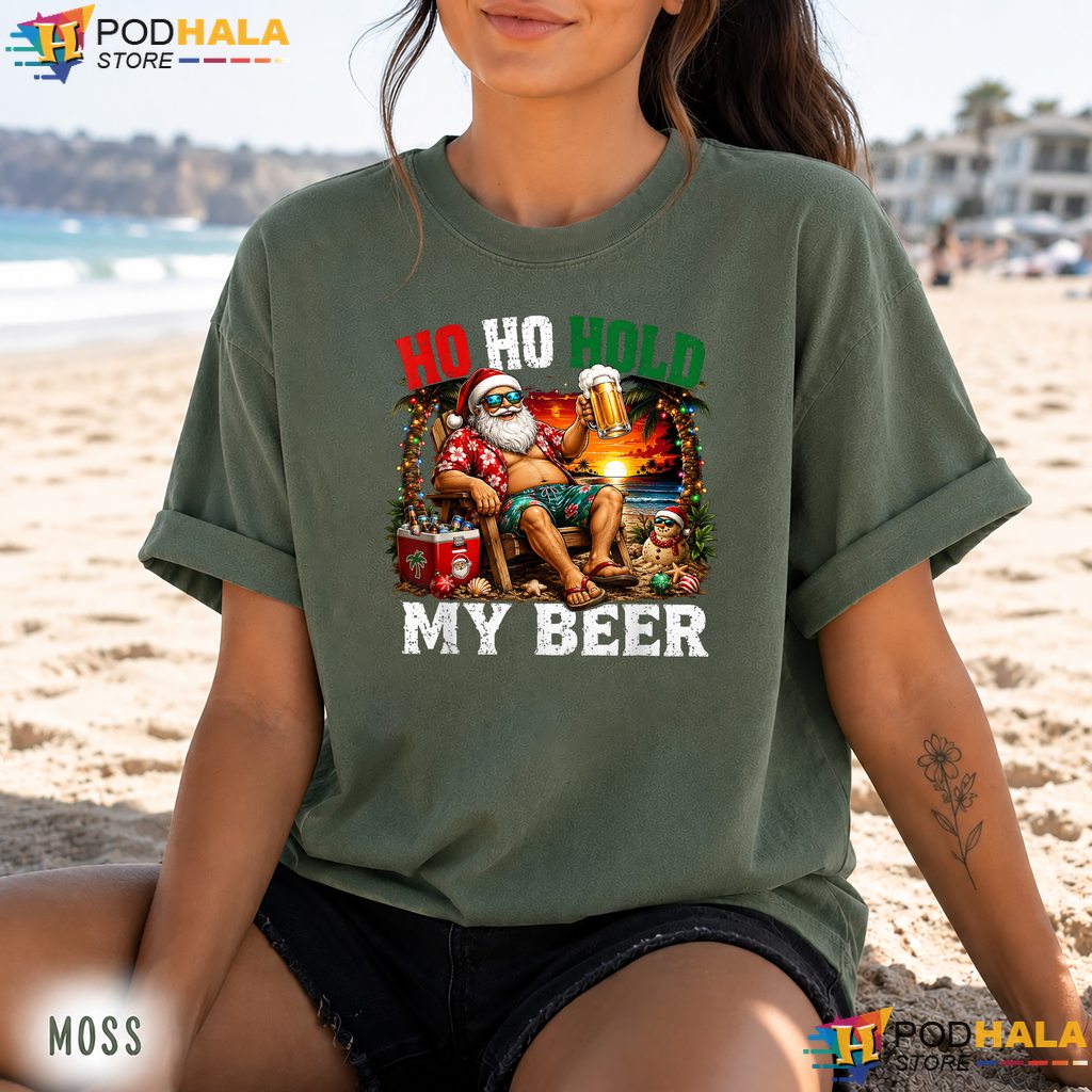 Tropical Santa Hold My Beer Comfort Colors Tee Christmas July Apparel Tropical Santa Hold My Beer Comfort Colors Tee Christmas July Apparel