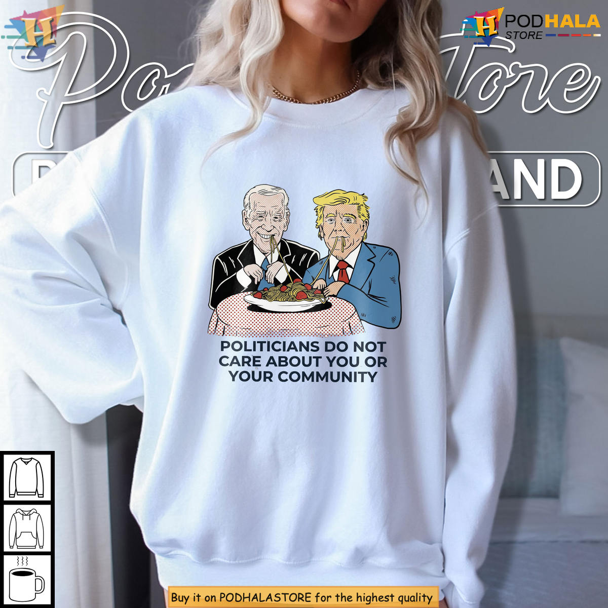 Trump Biden Anti-Establishment 2026 US Politics Spaghetti Meme T-Shirt For Men