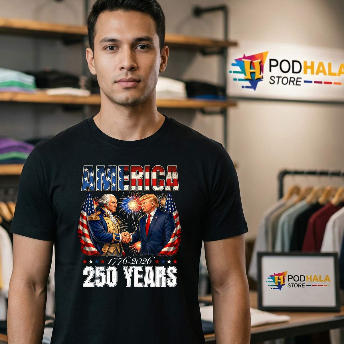 Trump Washington Patriotic Shirt America 250th Anniversary Republican For Men
